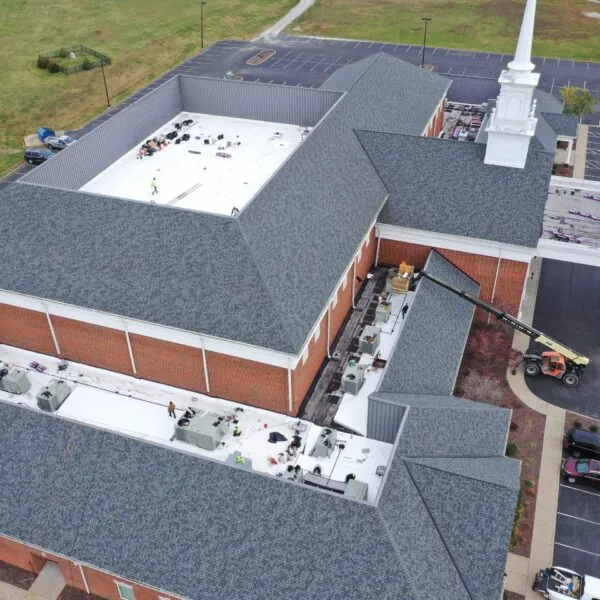 Commercial church roofing project completed by Bluegrass Brothers Roofing in Louisville, KY